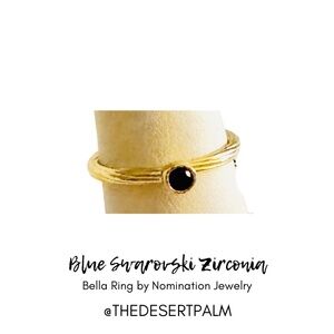 Nomination Bella Blue Swarovski Zirconia Ring ✨ | 24kt Gold Overlay | Size 7